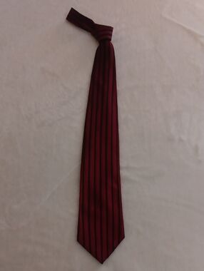 Claiborne Silk Burgundy and Black Striped Neck Tie